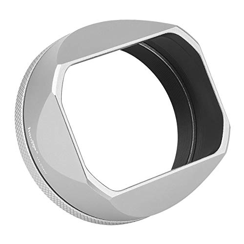 Haoge LH-X54W and THB-X2S Square Metal Lens Hood and Metal Hot Shoe Thumb Grip for Fujifilm Fuji X100V Camera Accessories Silver