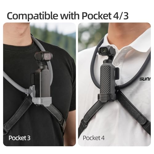 Adjustable Neck Mount for DJI Osmo Pocket 4/3, POV Vlog Neck Holder with Quick Release, Chest Harness Strap, Flexible Silicone Neck Mount for First-Person Video, Compatible with Pocket 4/3 (Black) Black