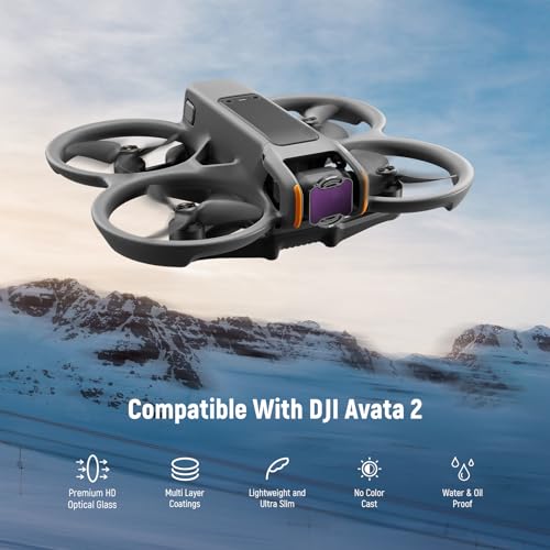 NEEWER Snap On ND&UV Filter Set Compatible with DJI Avata 2, 6 Pack UV & Neutral Density Filters ND8 ND16 ND32 ND64 ND256 Drone Lens Accessories with Ultra Slim Frame & Double Sided Coated HD Glass Flip 6 Pack ND+UV