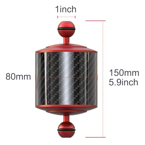 Carbon Fiber Underwater Float Arm with Dual Ball Mounts for Photography and Video, Compatible with Diving Trays, Video Lights, Strobes (red, 80mm5') 80mm5' red