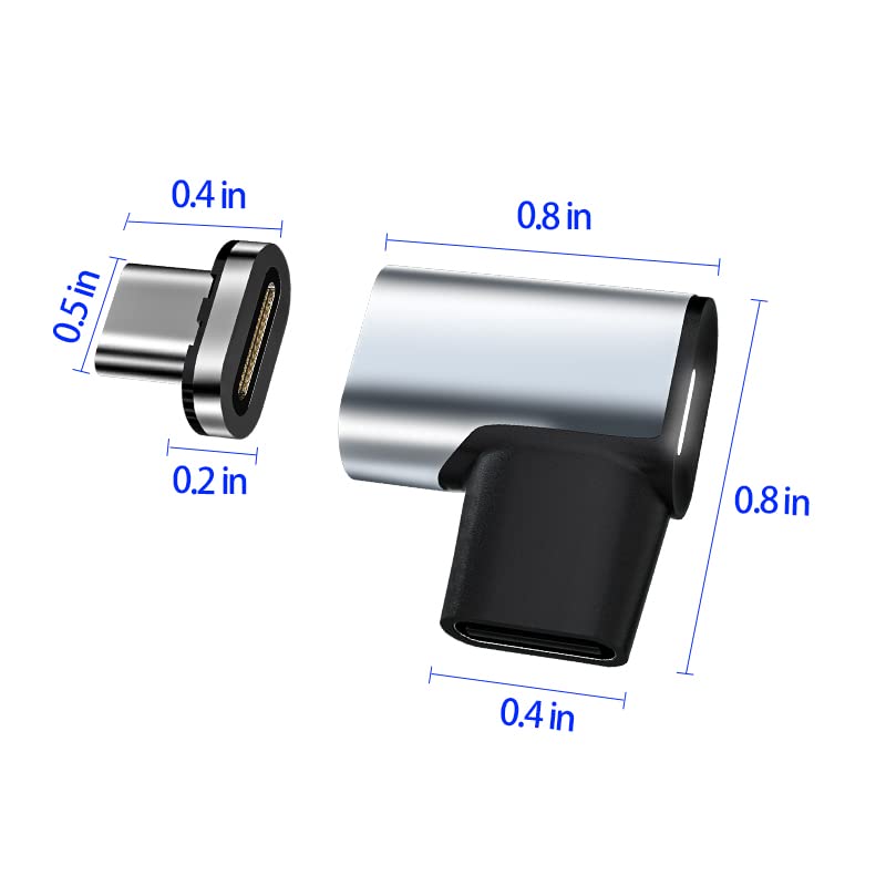 USB C Magnetic Adapter 24Pins Type C Connector Straight + Right Angle 4K@60HZ PD 100W Fast Charging 10Gb/s Data Transfer Compatible with iPad MacBook Pro Air Switch usb c magnetic adapter straight + right angle