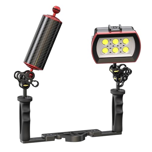 Carbon Fiber Underwater Float Arm with Dual Ball Mounts for Photography and Video, Compatible with Diving Trays, Video Lights, Strobes (red, 60mm8') 60mm8' red