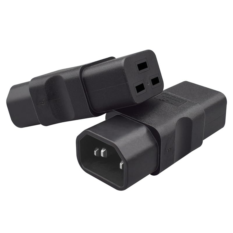 IEC 320 C14 Male to C19 Female Power Adapter, 1Pack | 10A/15A 125V/250V, 3000W Peak High Power, Straight Plug, For PDU UPS Server Industrial C14 to C19(1 Piece)