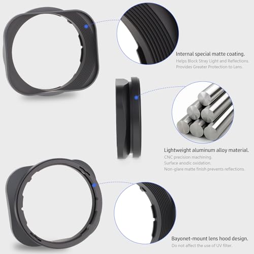Haoge LH-X53 Bayonet Square Metal Lens Hood for Fuji XF 35/18/60mm F1.4/2 R / F2.4 R Macro Lens