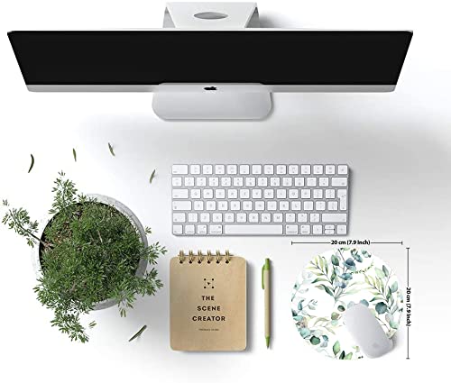 Armanza Mouse Pad, Cute Mousepad with Design, Round Grass Leaves Mouse Mat, Small Non-Slip Rubber Gaming Mouse Pads, Office Home Personalized Mouse Pad 13 Green Grass