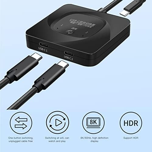USB 3.0 Selector, 2 in 1 Out USB C er with Power Indicator, Bi-Directional for 2 Computers Share 1 USB Device