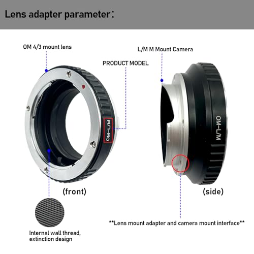 OM to LM Lens Adapter for Olympus OM Mount Lens to for Leica M L/M M9 M8 M7 M6 M5 (Compatible TECHART LM-EA 7 Adapter) OM to LM Adapter
