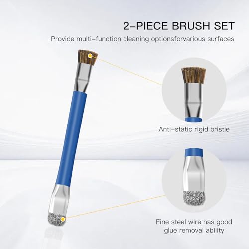 GTHUNDER 2pcs Phone Motherboard IC Cleaning Brush,Double Head Anti-Static ESD Safe Hard Brush,Motherboard Cleaning Tools Cleaning Brush for Computer, Mobile Phone,Watch Etc Circuit Board Cleaner-Blue Blue
