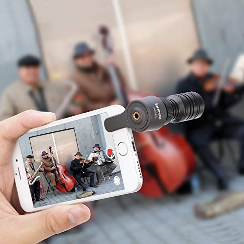 TRRS Plug and Play Directional Microphone, Saramonic Video Shotgun Mic with Monitor for iPhone8 7 6 Android & Windows Smartphones,for Youtube,Interview,Studio,Video Recording,Vlog,Noise Cancelling Mic SmartMic+