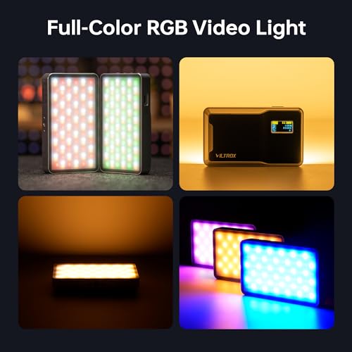 RGB Video Light Kit, 6000mAh Portable Camera Light 8W Output Power, LED Video Light Panel, 2500-8500K CRI TLCI 97+ Photograhy Lighting, with Mini Tripod, 60cm Reflector 8W Retro Kit with Reflector/Tripod