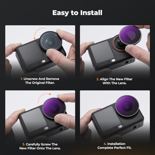 K&F CONCEPT ND Filter Kit for DJI Osmo Action 6, CPL ND8 ND16 ND32 For Osmo Action 6 Screw On Mount