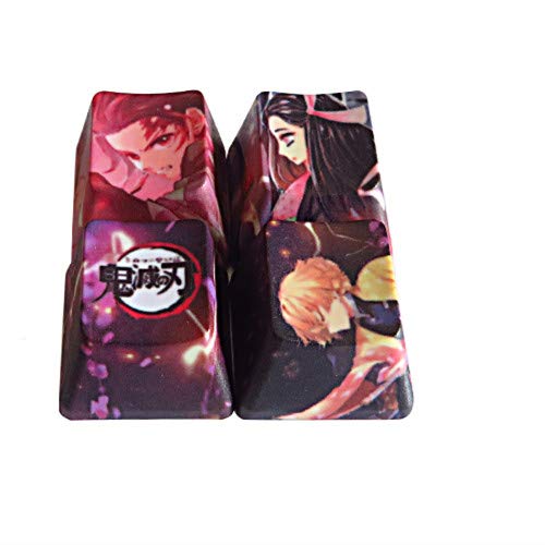 4 keycap Set, 5-Side Dye-subbed PBT Keycaps, R4 Keycaps, DIY OEM Keycaps for Gaming Mechanical Keyboard, Demon Slayer 4 Key Demon Slayer