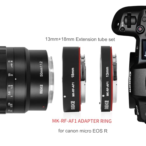 Meike MK-RF-AF1 13mm + 18mm Metal AF Full Frame Macro Extension Tube Adapter Ring Kit for EOS-R Series Cameras RF Mount Cameras EOS-R EOS-RP