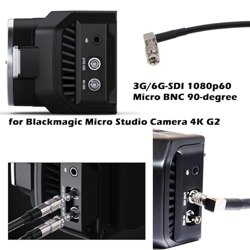6G SDI Video Cable for Blackmagic Micro Studio Camera 4K G2, Video Assist 4K 5" Monitor, Right Angle HD Micro BNC to BNC High Density 15cm