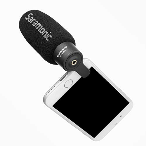 TRRS Plug and Play Directional Microphone, Saramonic Video Shotgun Mic with Monitor for iPhone8 7 6 Android & Windows Smartphones,for Youtube,Interview,Studio,Video Recording,Vlog,Noise Cancelling Mic SmartMic+