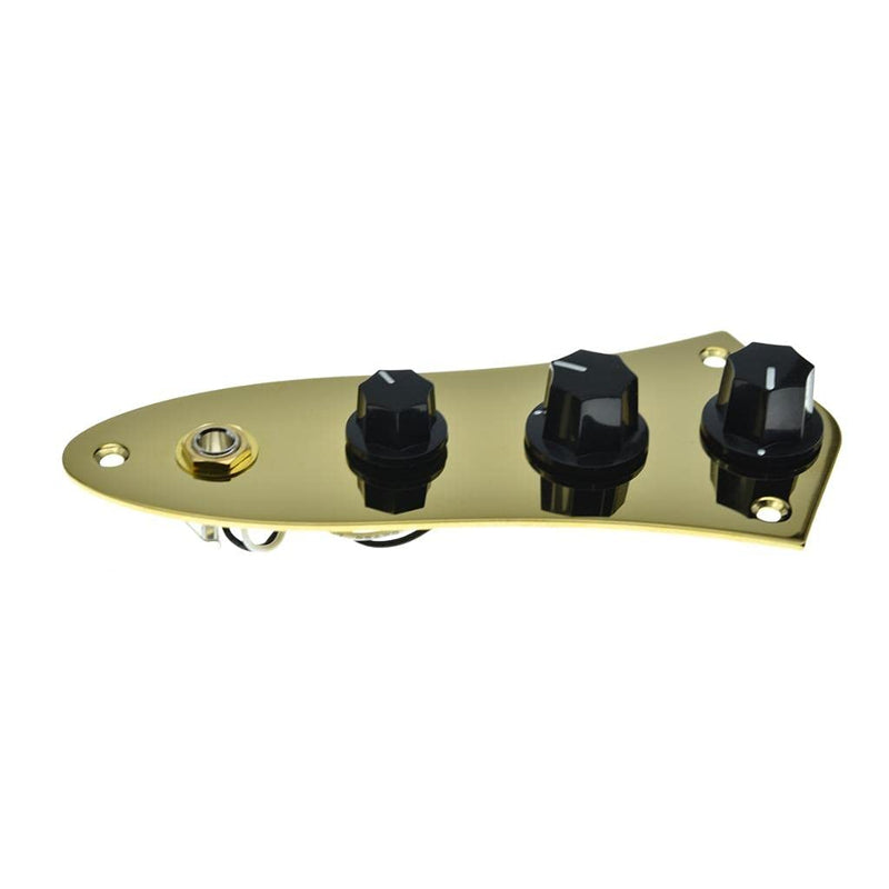 KAISH Fully Loaded Control Plate Pre-Wired Control Plate with Wiring Harness for Jazz J Bass Cold Gold
