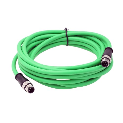 HangTon Ethernet Sensor Vision Camera M12 4 Pin D Code to M12 4 Pin D Coded Cable for Baumer Encoder Industrial Automation PLC Network 5m