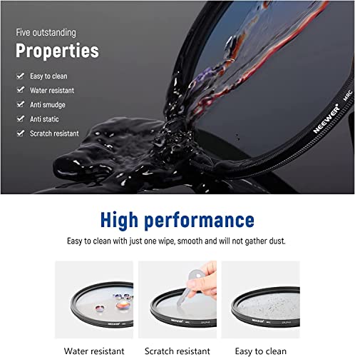 Neewer 62mm Polarizing Filter 30 Layer Multi Resistant Nano Coatings Circular Polarising Filter(CPL) Reduce Glare/Enhance Contrast/Ultra Slim/Reduces Reflection/HD Optical Glass Polarizer Filter