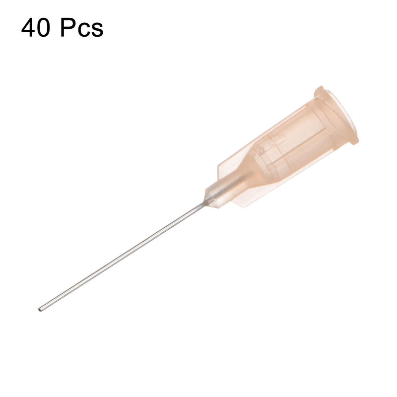 QUARKZMAN Industrial Blunt Tip Cannula 26G 1 Inch Length with Luer Lock Screw Connection, Dispensing Cannula for Liquid Glue Gun, 40 Pieces (Light Brown)