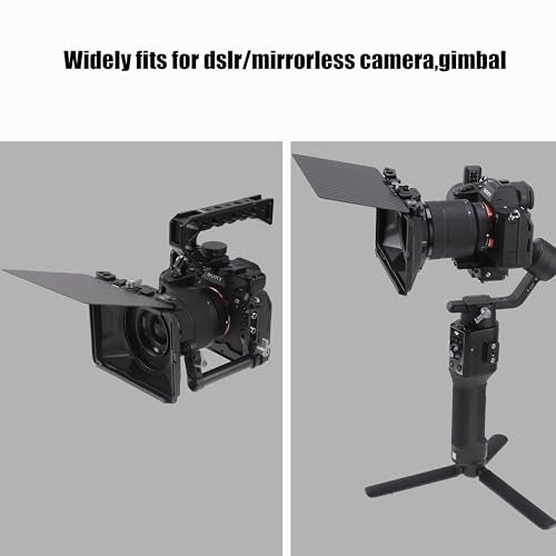 Fotga Mini Lightweight 4x4 4x5.65 Clip-on Lens Matte Box +15mm Rod Clamp for DSLR Mirrorless Camera A7 A7R A7S II III IV Z6 Z7 II R3 R5C M6 M50 GH6 BMPCC 4K 6K,Compatible 67mm 72mm 77mm 82mm Lens