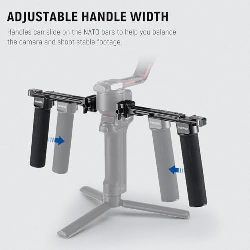 NEEWER Dual Handgrip Compatible with DJI RS5 RS4 RS4 Pro RS3 RS3 Pro RS2 RSC2 Ronin S SC Gimbal, Dual Handle Kit with 2 Mini NATO Rails, Quick Release NATO Clamps, 1/4" & 3/8" Threads, GA006