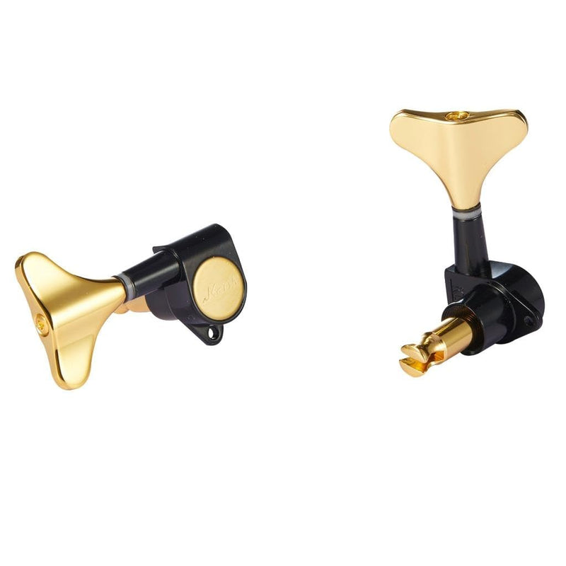 KAISH 6 String 3R3L 18:1 Sealed Bass Tuners Bass Guitar Tuning Keys Tuning Machine Heads for Ibanez/Yamaha Style Acoustic/Electric Bass Black with Gold