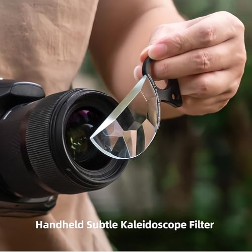 GREEN.L 100mm Handheld Kaleidoscope Filter Prism Lens, Optical Glass Creative Effect Filter for Phone DSLR Camera, with Pouch