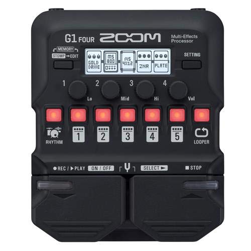 Zoom G1 FOUR Guitar Multi-Effects Processor Pedal, With 60+ Built-in effects, Amp Modeling, Looper, Rhythm Section, Tuner, Battery Powered