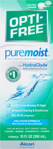 Opti-Free Puremoist Multi-Purpose Disinfecting Solution with Lens Case, 10-Ounces, 10 FL Oz (Pack of 1) 10 Fl Oz (Pack of 1)