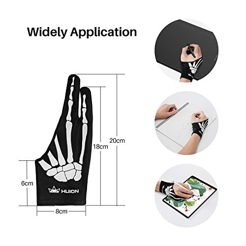 HUION Inspiroy 2 Small Drawing Tablet Black Digital Art Tablet Bundle with Skeleton Artist Glove