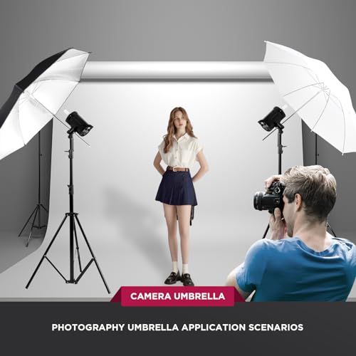 43" Translucent White Soft Umbrella & Silver Reflector Diffuser Umbrella for Studio/Outdoor Photo and Video Lighting Accessories… 1*43"White+1*43"Black