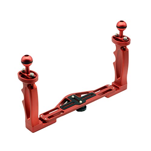 Underwater Camera Tray, Poyinco Aluminum Underwater Tray for Underwater Camera Housings C Version-red
