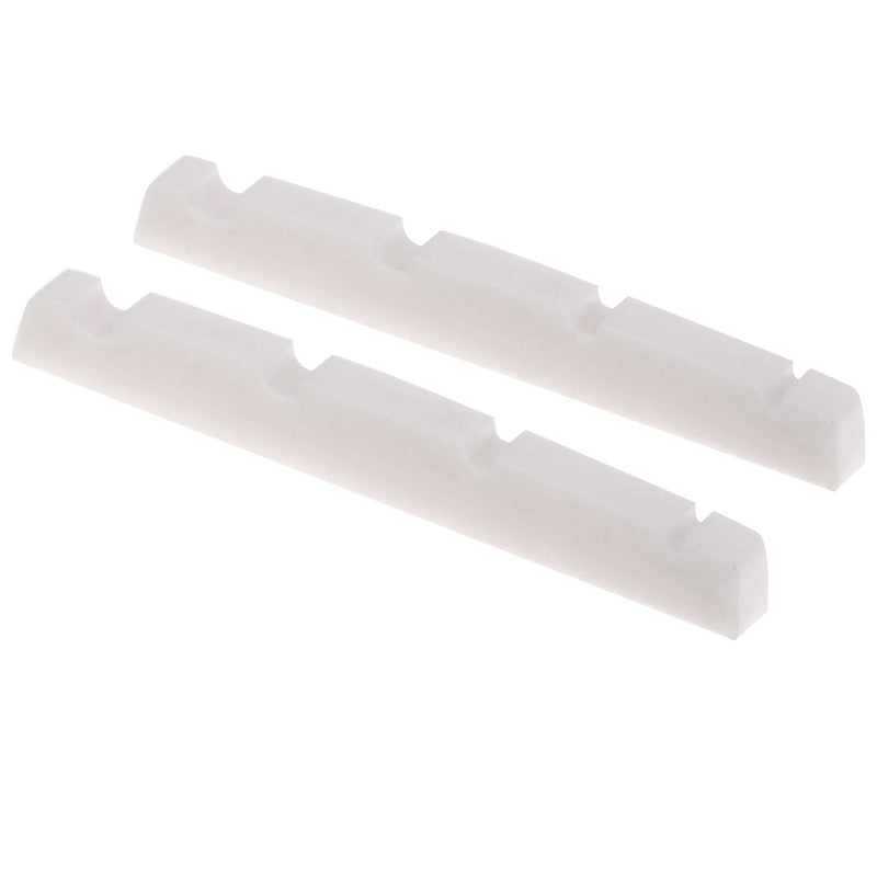 Musiclily Pro Urea Resin Plastic Slotted 42.3mm Precision Bass Nuts Flat Bottom for 4-string P Bass, White (Set of 2)