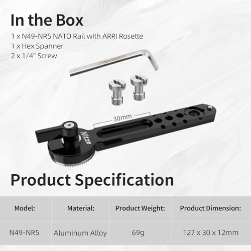 Nitze NATO Rail with ARRI Rosette (5"/127 mm) - N49-NR5 5"/127mm NATO Rail