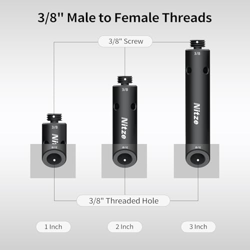 Nitze 15mm Rod with 3/8" Screw, 1"/2"/3" (3 pcs) Kit - R15-3/8-KIT