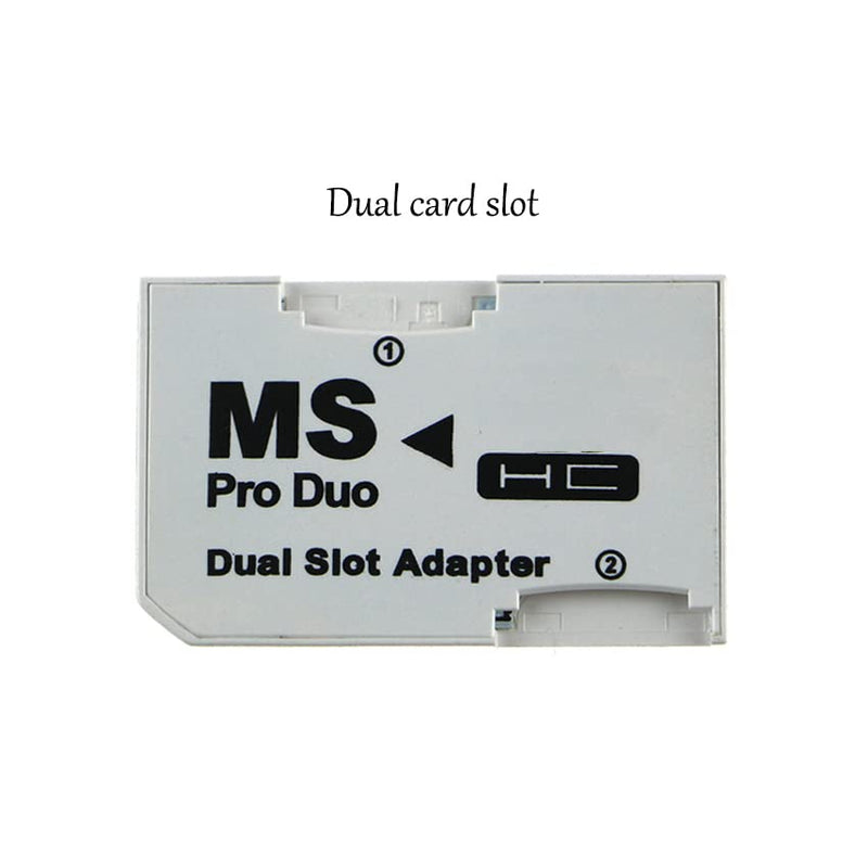 Memory Card Adapter, Micro SD to Memory Stick PRO Duo, for PSP 1000 2000 3000, 128GB Capacity, White Dual Slot