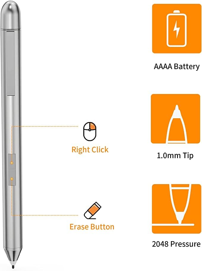 Active Stylus Pen for Lenovo, Compatible with Yoga 7i/9i, Yoga C740/C940/720/920, Miix 720/510/520, ThinkPad X1 Tablets, Flex 5/6, 2048 Levels of Pressure Sensitivity for Lenovo Touch Screen Laptop