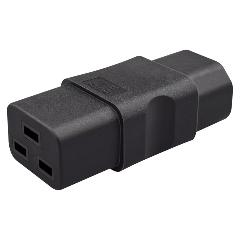 IEC 320 C14 Male to C19 Female Power Adapter, 1Pack | 10A/15A 125V/250V, 3000W Peak High Power, Straight Plug, For PDU UPS Server Industrial C14 to C19(1 Piece)