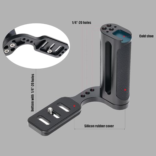 Fotga Universal Side Handle Hand Grip Holder Video Stabilizer with Arca Swiss Base Plate for Canon/Nikon/Sony/Panasonic DSLR Mirrorless Camera,Cold Shoe 1/4"-20 Holes for LED Light/Microphone
