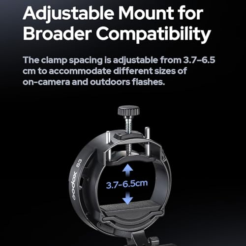 Godox S3 Speedlite Bracket, S-Type Bowens Mount Flash Holder, Compact and Lightweight Compatible with Godox V1, V860III, AD200Pro, AD300Pro, AD400Pro, TT350 for Photography and Video Lighting
