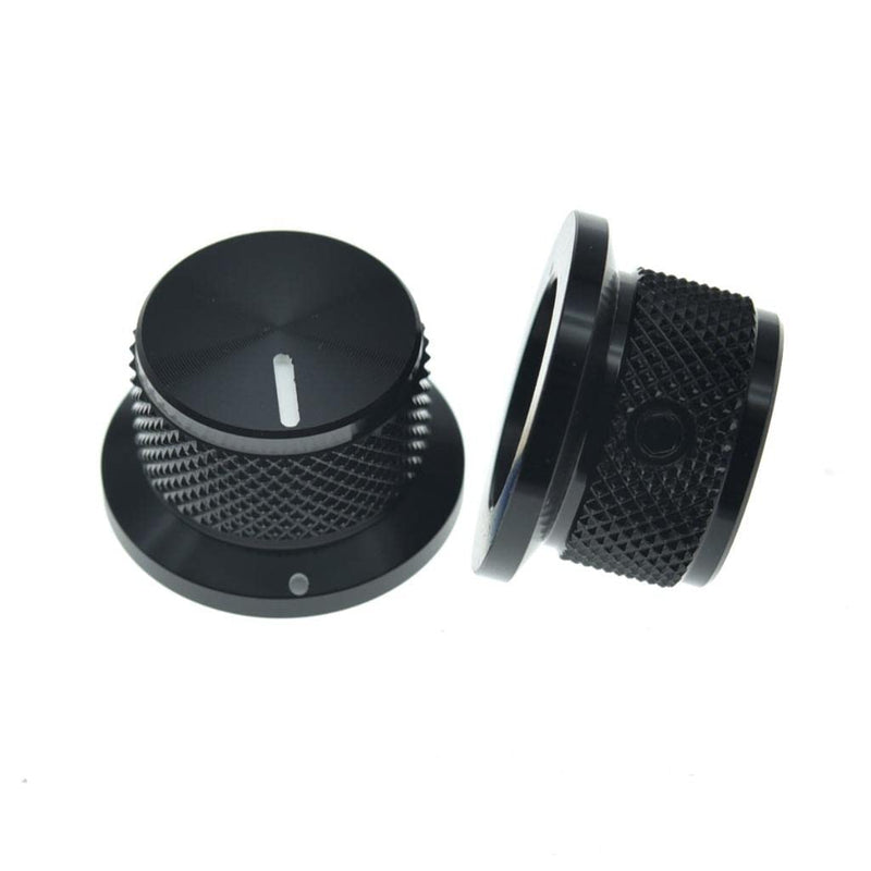 [AUSTRALIA] - KAISH 2pcs Aluminium Potentiometer Knobs 1/4" Universal Top Hat Knobs Bell Control Knob with Set Screw for Guitar/Bass/AMPS/Preamps Black with Indicator Pack of 2 Black with Indicator-2 