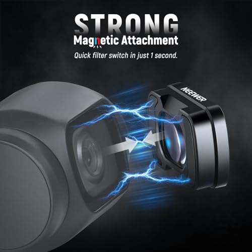 NEEWER Black Diffusion 1/4 Filter for Mist Cinematic Effect with 108° FOV Wide Angle Lens & Screen Protector Compatible with DJI Osmo Pocket 3 / Pocket 4 / Xtra Muse, FL-B33 1/4 Black diffusion&0.75X Wide Angle Lens