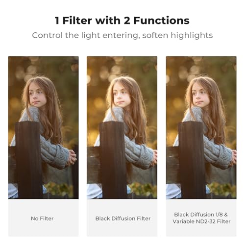 K&F CONCEPT 55mm Black Diffusion Mist 1/8 & Variable ND2-32 in-1 Filter