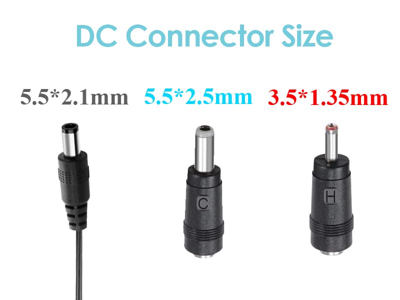 DC 15V 1A 1000mA Power Supply Adapter, Plug 5.5 mm x 2.1 mm with Selectable 5.5 mm x 2.5 mm, 3.5 mm x 1.35 mm Plug Tips