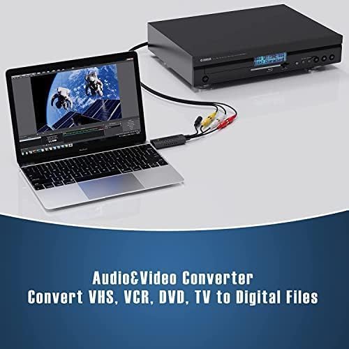 Video Capture Card, USB Video Capture Device,RCA to USB Audio Video Converter,VHS Mini DV VCR Hi8 DVD to Digital Converter for PC TV Tape Player Camcorder,Support PAL/NTSC,MAC Windows Vista Compatible Black-rca