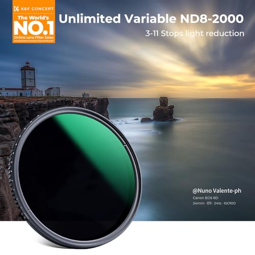 K&F CONCEPT 77mm Variable ND8-ND2000 (3-11stop) Waterproof ND Lens Filter