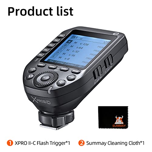 Godox XProII-C TTL Wireless Flash Trigger 1/8000s HSS, TCM Instantaneous Switching, APP Control, 16 Groups 32 Channels, Large LCD Display, Stable Signal, Responsive, Suitable for Canon Cameras