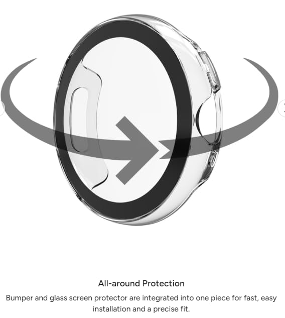 ZAGG Glass Elite 360 Google Pixel Watch 3 (41mm) Screen Protector - Integrated Bumper and Glass Screen Protection, 5X Stronger, Easy Installation, Recycled Materials Google Pixel 3 (41mm)