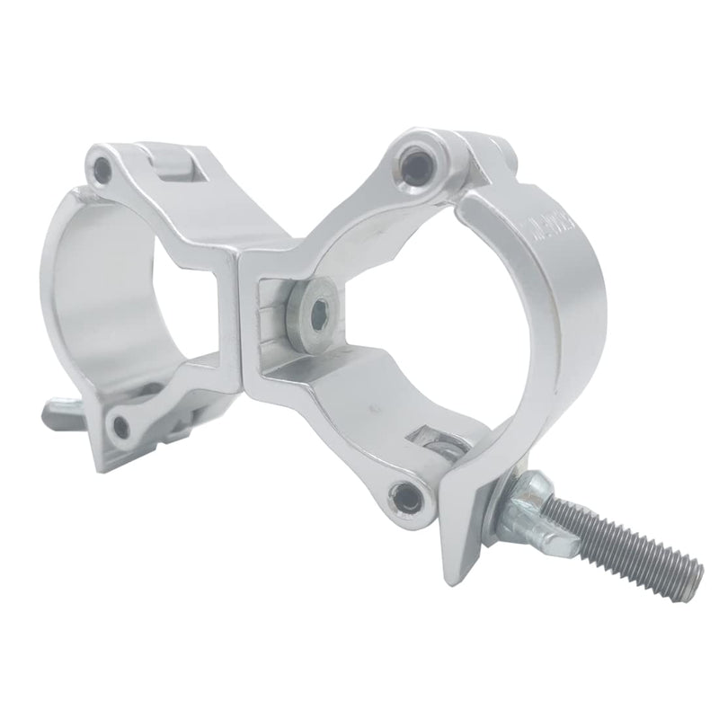 Lighting Truss Swivel Coupler DJ Light Clamps,Moving head Pole Mount stage lighting clamp kit fit 1.49-1.65 inches tupe,Heavy Duty Aluminum Alloy 220 LBs light with clamp (2 pack/Silver)