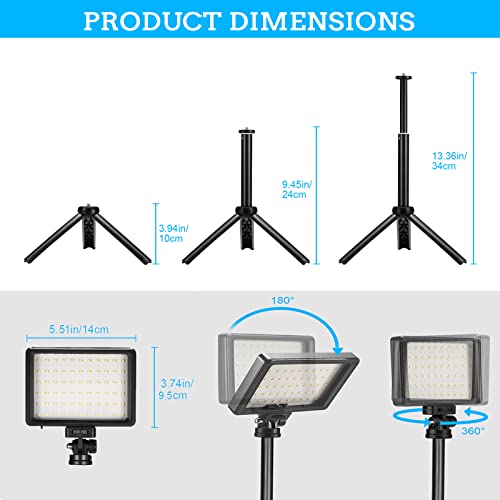 LED Video Light 2-Pack, 5600K Dimmable USB Camera Lighting Kit